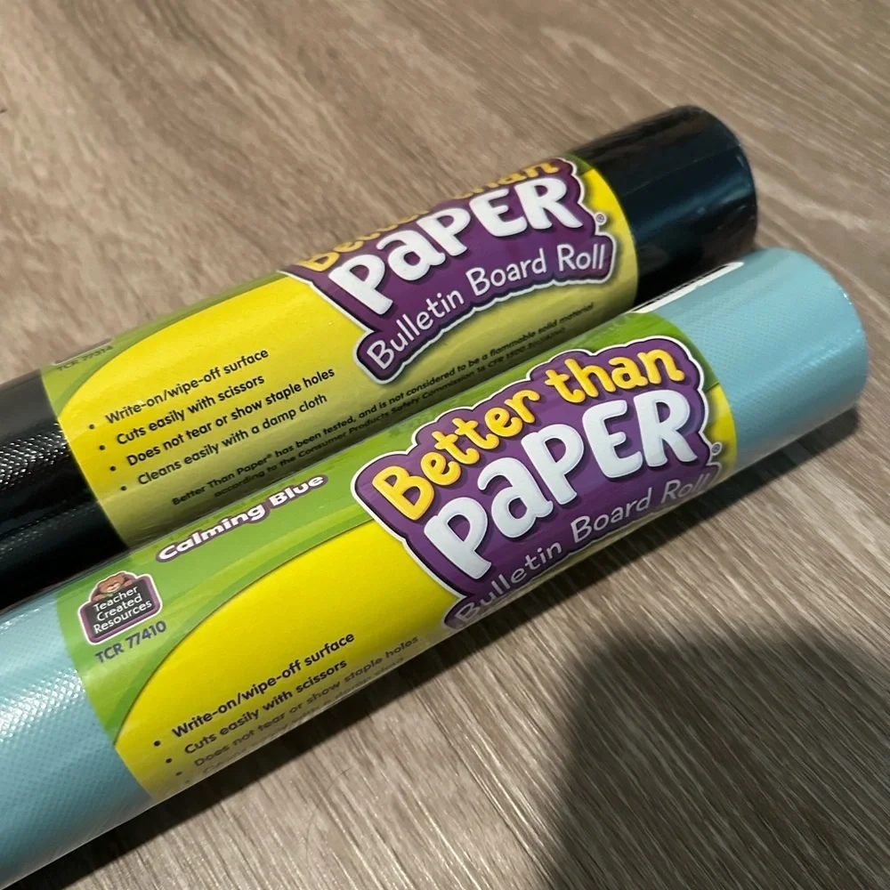 Better Than Paper Bulletin Board Rolls Black and Light Blue